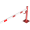 Swing barrier | with pull rope reinforcement | to be fixed by plugs, hot-dip galvanized and red coated with white reflecting rings | Barrier arm length: 1500 mm | with triangular lock